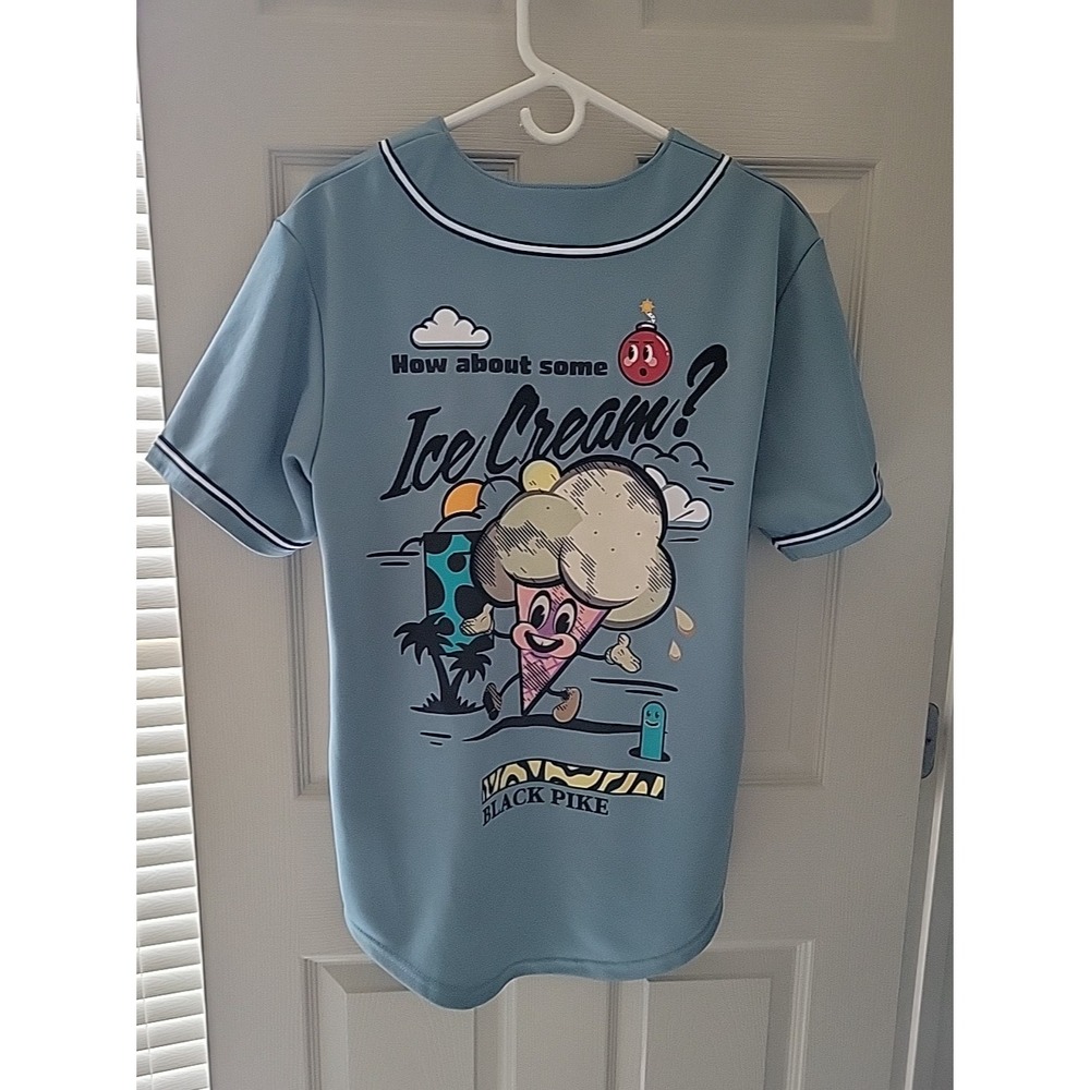Black Pike "Ice Cream" Baseball Button Up Jersey US SIZE L - Picture 8 of 9